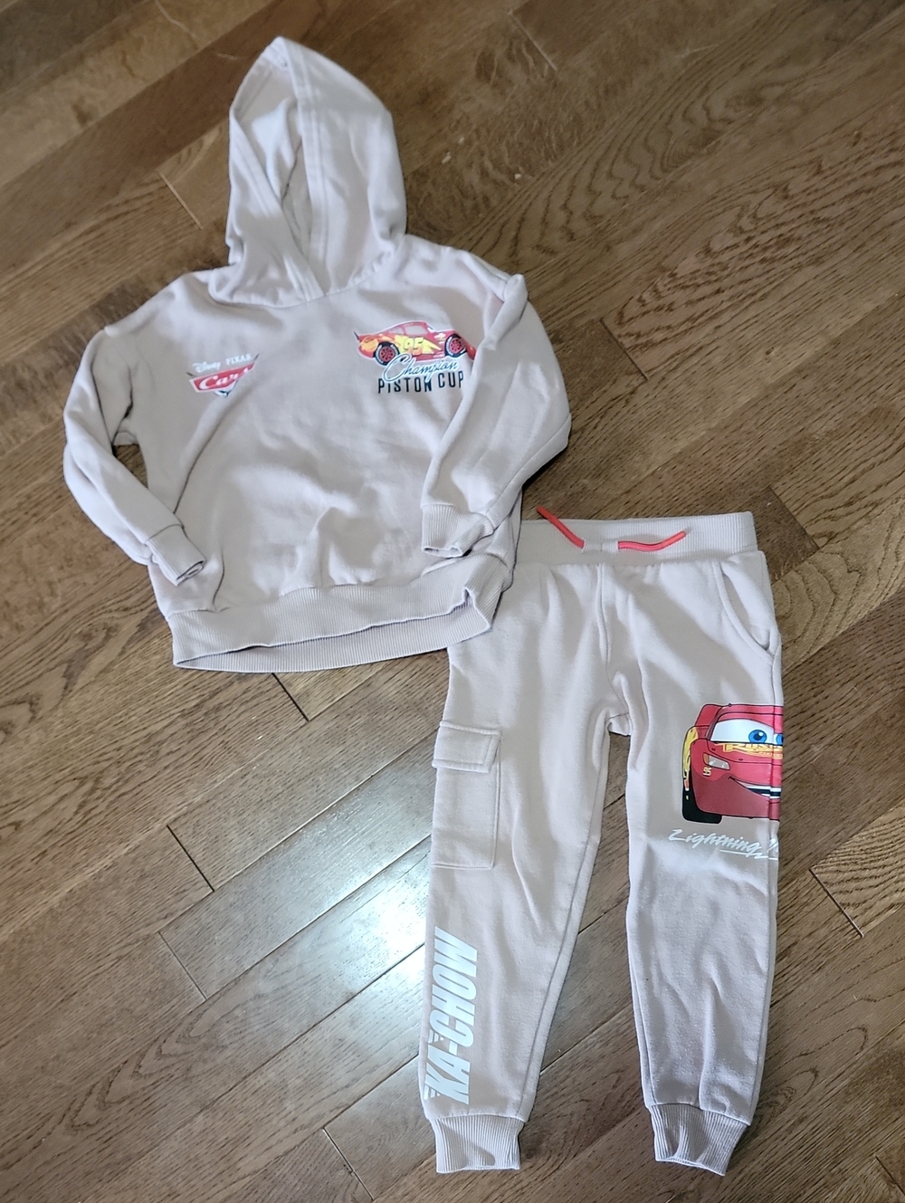 Kids Lightning McQueen Piston Cup Hoodie & Joggers Set - Tan